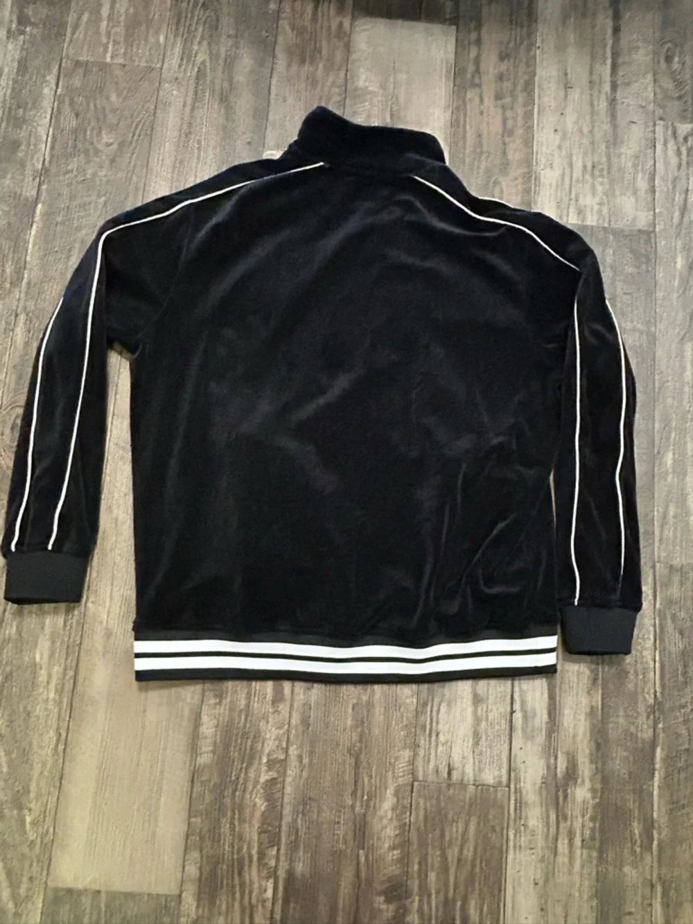 True Religion Black Velour Zip Hoodie with Gold Embroidery